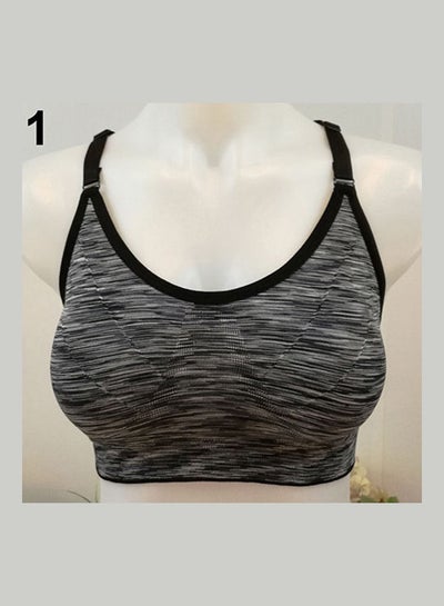 Buy Sports Athletic Push Up Seamless Bra Top Grey/Black in UAE