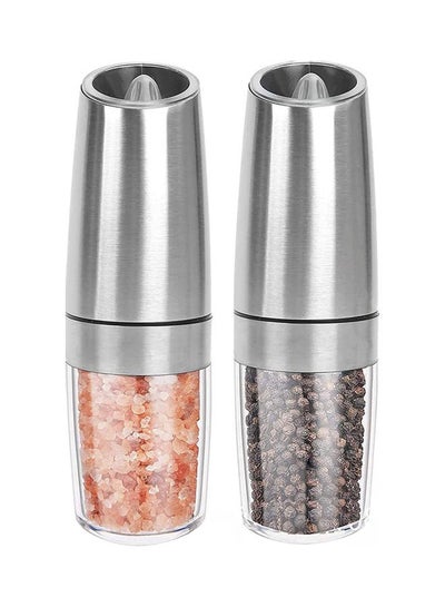 Buy 2-Piece Electric Pepper Grinders Silver/Clear in UAE