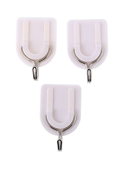 Buy 3-Piece Metal Head Adhesive Hook White/Silver 10x18cm in Saudi Arabia