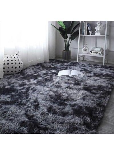 Buy Decorative Plush Carpet Grey/Black 40x60cm in UAE