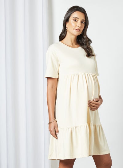 Tiered Maternity Dress Ecru price in Saudi Arabia | Noon Saudi Arabia ...