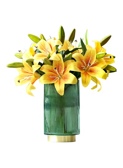 Buy Artificial Lily Flower For Weddings, Crafting, Office Or Rustic Garden Home Decor–Indoor/Outdoor Use Yellow/Green 60x120cm in UAE