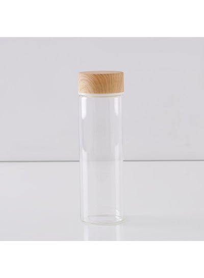 Buy Borosilicate Water Bottle With Wooden Lid Clear in Saudi Arabia