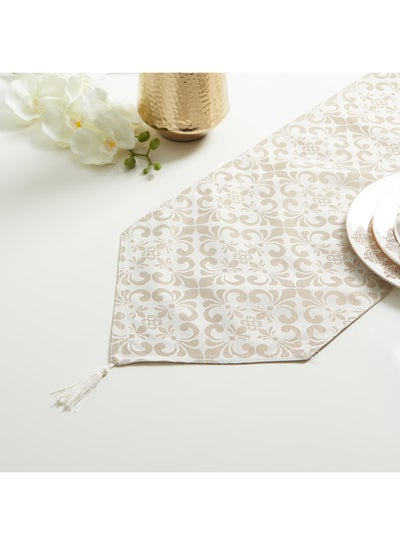 Buy Harper Jacquard Table Runner Beige 33x180cm in Saudi Arabia