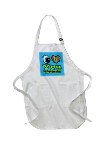 اشتري Bright Eye Heart I Love You Only When Give Cookies Printed Apron With Pockets Multicolour White في الامارات