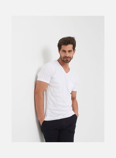 اشتري Cotton  Round Neck  T-Shirt أبيض في مصر