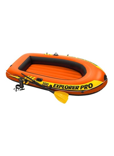 Buy Explorer Pro Inflatable Boat, Boat + Paddles + Pump, Three Person Black, Explorer Pro 300 Boat Set Ages 6+ 244x117x36cm in UAE