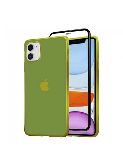 Buy 2-Pack Case Cover and Screen Protector for iPhone 12 Mini Green in UAE