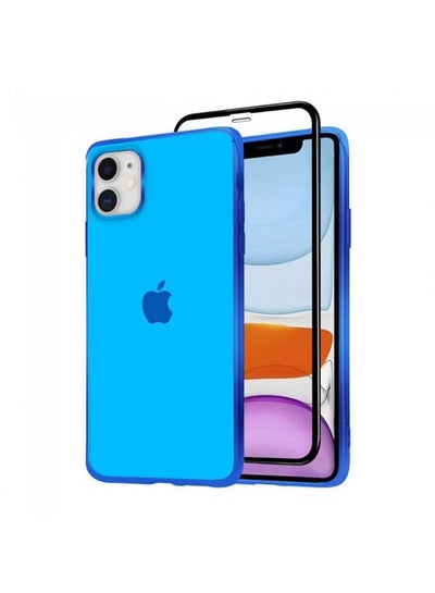 Buy 2-Pack Case Cover and Screen Protector for iPhone 12 Mini Blue in UAE