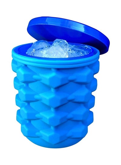 Buy Ice Cube Maker Silicone Bucket With Lid Blue 5.5inch in Egypt