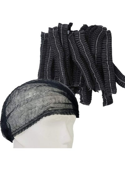 Buy 100-Piece Disposable Hair Mob Net Bouffant Caps Black 265x247x75mm in UAE