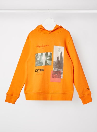 Buy Kids/Teen Graphic Print Hoodie Orange in UAE