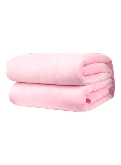 Buy Solid Colour Flannel Blanket flannel Pink 120x200cm in UAE