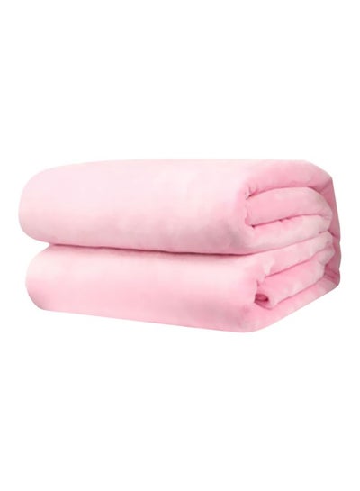 Buy Solid Colour Flannel Blanket Flannel Pink 100x180cm in Saudi Arabia