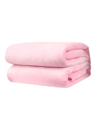 Buy Solid Flannel Blanket flannel Pink 200x230cm in UAE