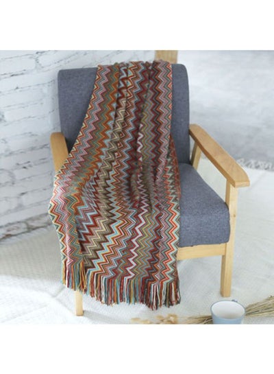 Buy Printed Warm And Soft Blanket Cashmere Brown/Maroon/Blue 130x150cm in UAE