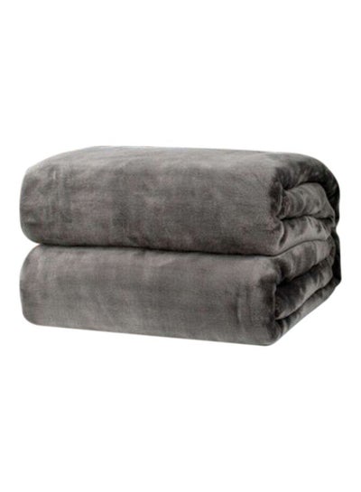 Buy Solid Colour Blanket flannel Grey 120x200cm in UAE