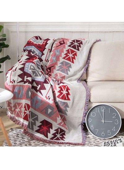 Buy A Vintage European Blanket Combination Red/White/Grey 180x180cm in Saudi Arabia