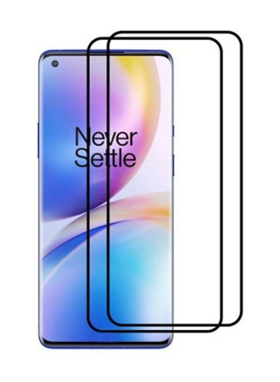 Buy 2-Piece Tempered Glass Screen Protector For OnePlus 8 Pro Clear/Black in UAE