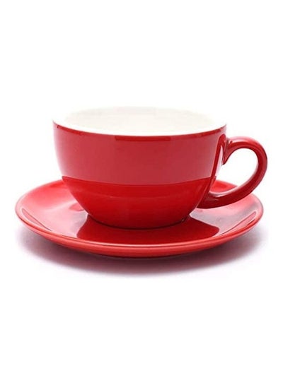 Buy Coffee Cup And Saucer Set Red in Saudi Arabia