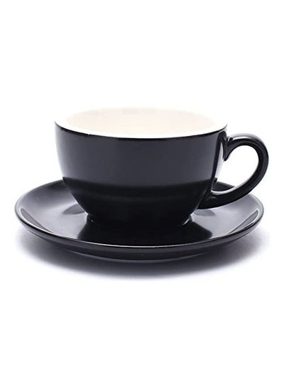 Buy Ceramic Coffee Cup And Saucer Set Black in UAE