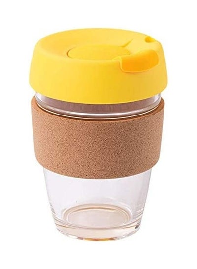 Buy Portable Reusable Coffee Cup Glass With Lid Multicolour in UAE