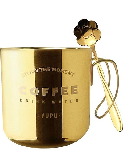 Buy Coffee Mug With Spoon Set Gold in Saudi Arabia