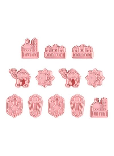 Buy 12-Piece Ramadan Eid Mubarak Cookie Cutter Pink in UAE