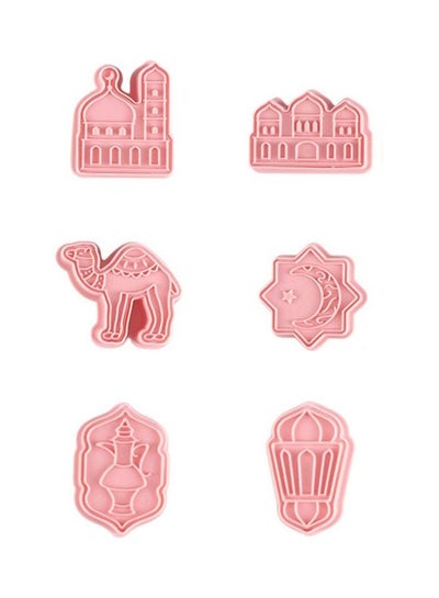 Buy 6-Piece 3D Cookie Mold Pink in Saudi Arabia