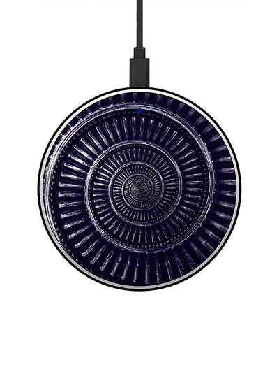 Buy Staircase Printed Ultra Slim Fast Wireless Charger With USB Cable Black/Blue in Saudi Arabia