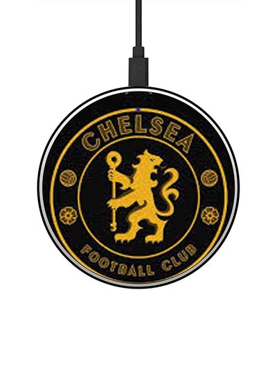 Buy Chelsea Printed Ultra Slim Fast Wireless Charger With USB Cable Black/Yellow in UAE