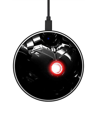 Buy Iron Man Printed Ultra Slim Fast Wireless Charger With USB Cable Black/Silver/Red in UAE