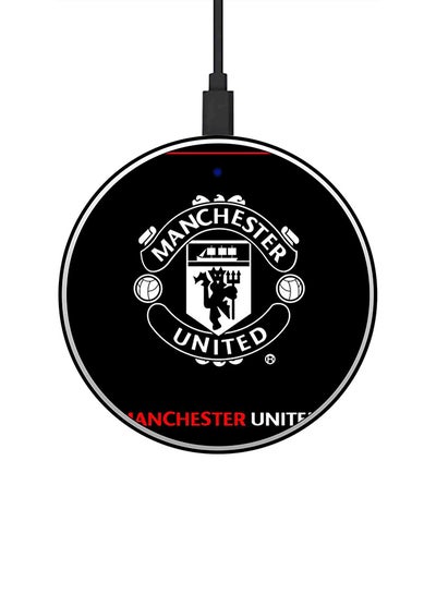 Buy Manchester United Printed Ultra Slim Fast Wireless Charger With USB Cable Black/White/Red in UAE