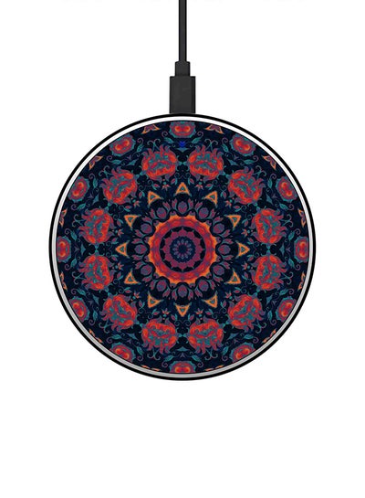 Buy Carpet Design Printed Ultra Slim Fast Wireless Charger With USB Cable Multicolour in UAE