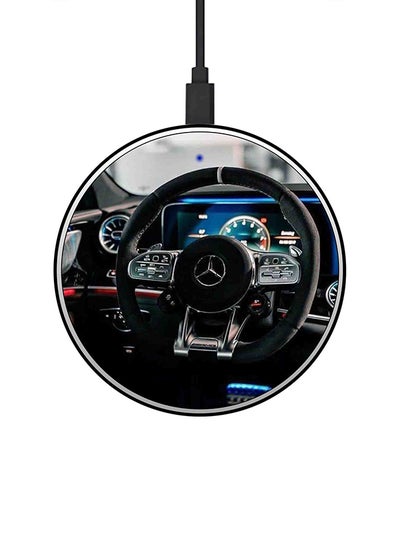Buy Merc Interior Printed Fast Wireless Charger With USB Cable Multicolour in UAE
