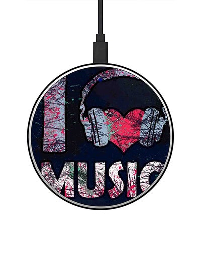 اشتري شاحن لاسلكي سريع رفيع للغاية بطبعة عبارة "I Love Music" مع كابل USB Multicolour في السعودية