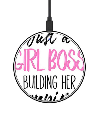 اشتري شاحن لاسلكي سريع ورفيع للغاية بطبعة عبارة "Just A Girl Boss" مع كابل USB White/Pink/Black في السعودية