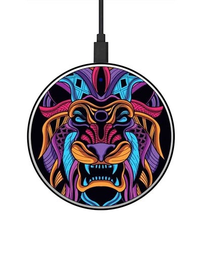 Buy Tattoo Animal Printed Fast Wireless Charger With USB Cable Multicolour in UAE