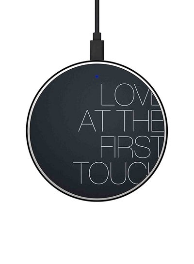 Buy Love At The First Touch Printed Fast Wireless Charger With USB Cable Grey/White in UAE