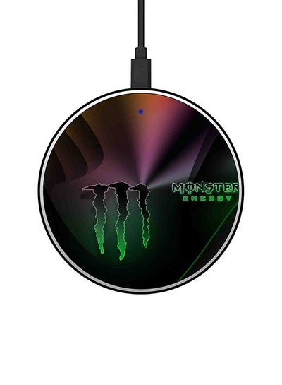 Buy Monster Energy Printed Fast Wireless Charger With USB Cable Multicolour in UAE