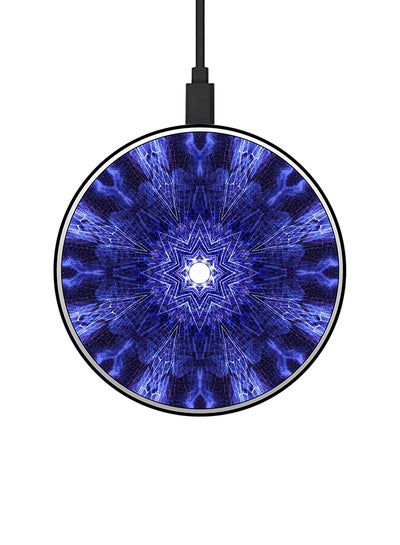 Buy Texture Printed Ultra Slim Fast Wireless Charger With USB Cable Blue/White in Saudi Arabia