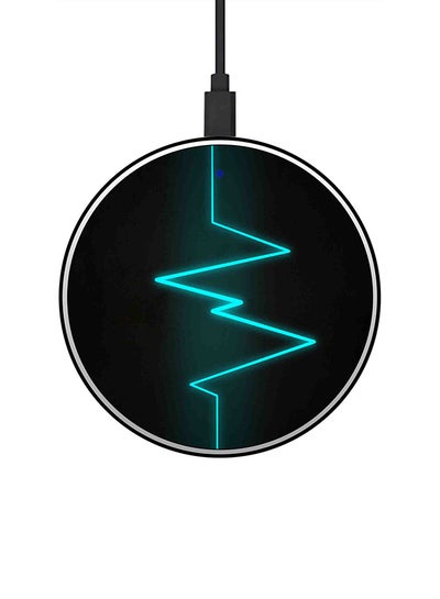 Buy Neon Heartbeat Printed Ultra Slim Fast Wireless Charger With USB Cable Black/Blue in Saudi Arabia