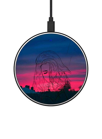 Buy Night Girl Printed Fast Wireless Charger With USB Cable Multicolour in UAE
