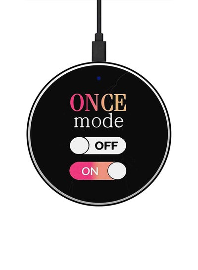 Buy Once Mode Printed Fast Wireless Charger With USB Cable Black/Pink/White in UAE