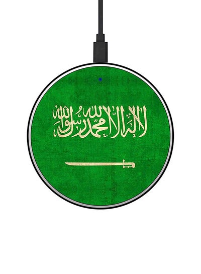 Buy Qi-Certified 15W Fast Wireless Charger Ultra Slim Saudi Arabia Flag Vintage Multicolour in Saudi Arabia