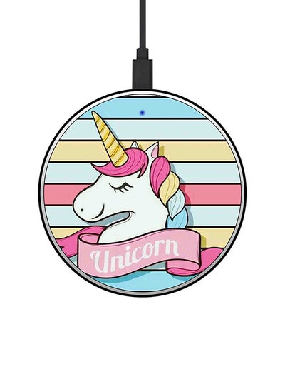 Buy Unicorn Printed Fast Wireless Charger With USB Cable Multicolour in UAE