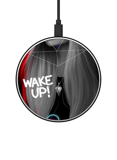 Buy Wake Up Printed Ultra Slim Fast Wireless Charger With USB Cable Multicolour in Saudi Arabia