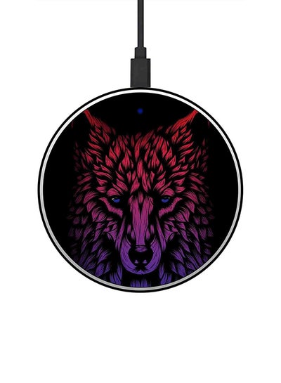 Buy Wolf Printed Ultra Slim Fast Wireless Charger With USB Cable Multicolour in Saudi Arabia