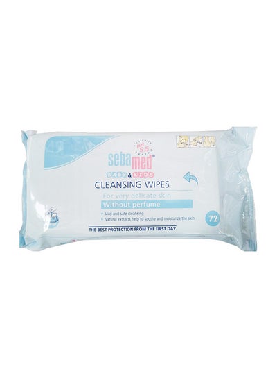 Buy Baby Cleansing Wet Wipes Without Perfume For Very Delicate Baby Skin, 72 Count in Saudi Arabia