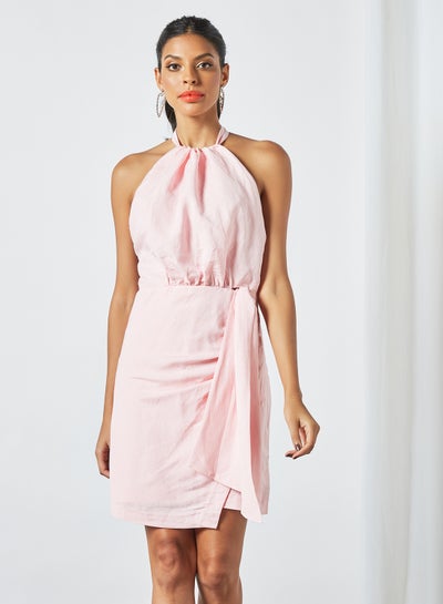 Buy Halter Neck Mini Dress Pink in Saudi Arabia